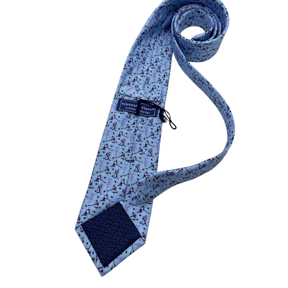 🆕VINEYARD VINES Blue HOCKEY FIGHT CANCER Silk LUXURY Tie HANDMADE USA - Picture 2 of 5